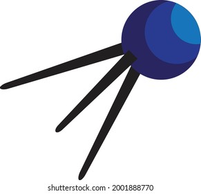 A spherical satellite  in space. Icon, illustration, vector 