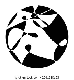 it is spherical shape with a free abstract picture.