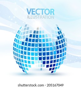 Spherical shape from squares.  Vector illustration