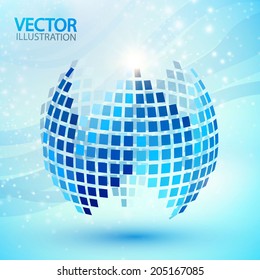 Spherical shape from squares.  Vector illustration