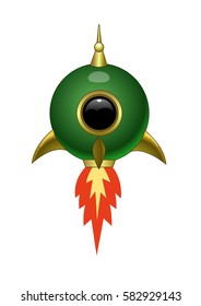 Spherical space rocket. Vector illustration