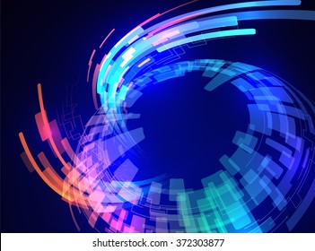 spherical surface, and ray of light, abstract image, vector illustration
