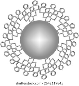 Spherical team figure. People border vector. Group round icon. Abstract formation shape.