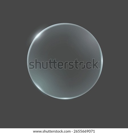 Spherical transparent bubble with gentle light reflections on a dark background. Minimalist and elegant composition perfect for design projects and creative visuals.