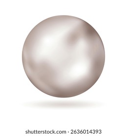 Vetor esférico pérola 3D isolado no fundo branco. Grande pérola branca brilhante natural. Ilustração vetorial.