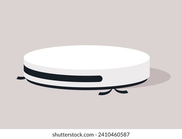 A spherical, wireless vacuum cleaner in a sleek white design, equipped with brushes and smart technology, serving as an indispensable helper in a modern smart home