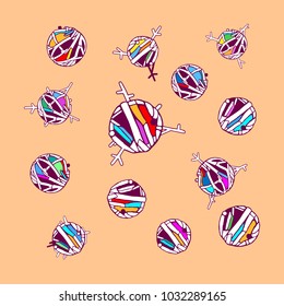 Spheriform particles. They are made in different colors.