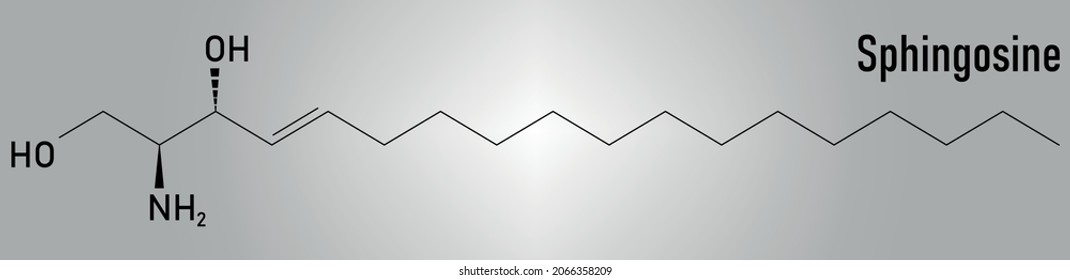 Sphingosine or 2-amino-4-trans-octadecene-1,3-diol, lipid molecule. Skeletal formula.
