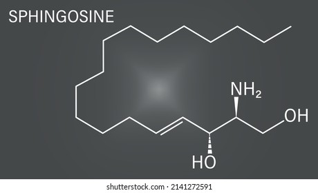 Sphingosine or 2-amino-4-trans-octadecene-1,3-diol, lipid molecule. Skeletal formula.