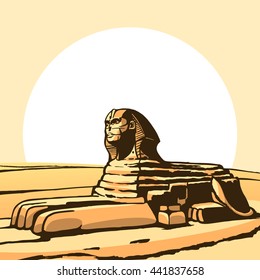 Sphinx. Ancient statue. Vector Image.