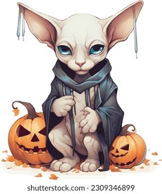 Sphinx cat, cute costume, Halloween theme