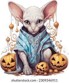 Sphinx cat, cute costume, Halloween theme