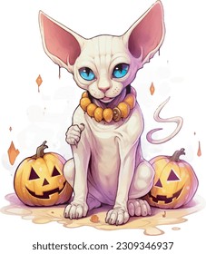 Sphinx cat, cute costume, Halloween theme