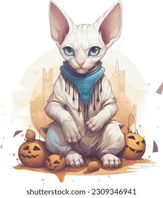 Sphinx cat, cute costume, Halloween theme