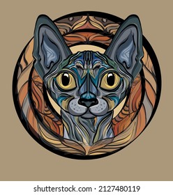 sphinx cat pattern mandala ethnic