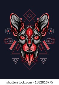 Sphinx cat with Sacred Geometry magic astrology and alchemy 