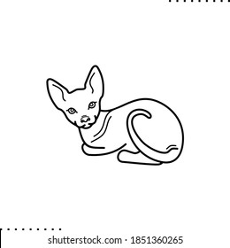 Sphinx cat vector icon in outlines