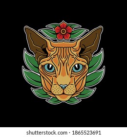 Sphinx Cat Vintage Tattoo Illustration
