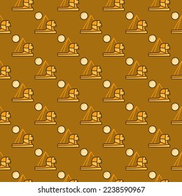 Sphinx and Egypt Pyramid vector concept modern geometric colored seamless pattern