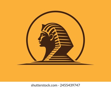 Sphinx of Giza Egypt pharaonic ancient historic statue abstract illustration logo icon drawing black on white