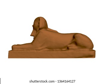 Sphinx Hatshepsut. Polygonal statue of the Sphinx. 3D. Side view.