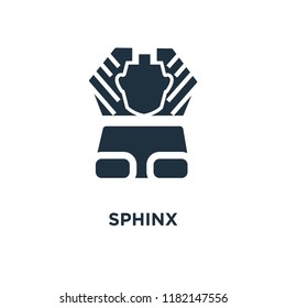 Sphinx icon. Black filled vector illustration. Sphinx symbol on white background. Can be used in web and mobile.