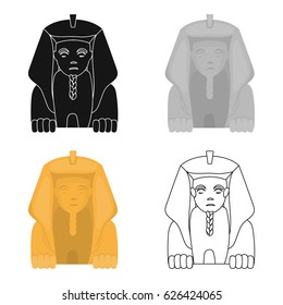 Sphinx icon in cartoon style isolated on white background. Ancient Egypt symbol stock vector illustration.