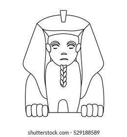 Sphinx icon in outline style isolated on white background. Ancient Egypt symbol stock vector illustration.