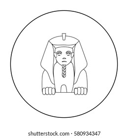 Sphinx icon in outline style isolated on white background. Ancient Egypt symbol stock vector illustration.