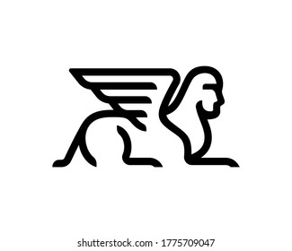 Sphinx Line art Logo Design Inspiration Vector, logotype