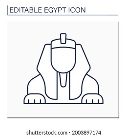 Sphinx line icon. Limestone statue of reclining Giza sphinx. Mythical creature.Lion body and human head. Egypt concept. Isolated vector illustration. Editable stroke