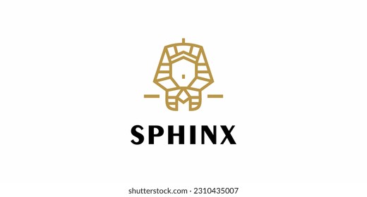 Sphinx Logo Design, Line art Outline Icon Symbols Vector EPS 10.