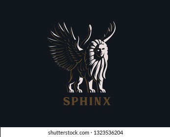 Sphinx. The mythical creature with the body of a lion and the head of a man and the wings of a bird.