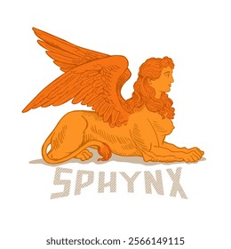 Sphinx, mythical creature of esoteric wisdom In the ancient greek mythology with the body of a lion, the head of a woman, and the wings of an eagle.