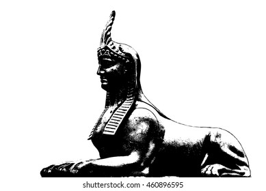 The Sphinx on the Egyptian bridge over the Fontanka river. Saint Petersburg, Russia. Silhouette.