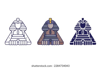 Sphinx outline and solid vector icon