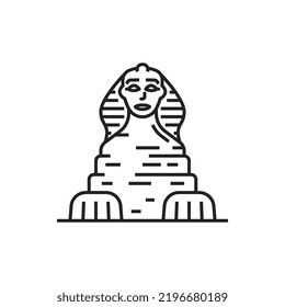 Sphinx Outline Vector Icon, Famous Egyptian World Landmark Isolated Mythical Creature Ancient Monochrome Symbol Of Egypt