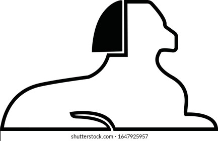 Sphinx outline vector icon, sign , symbol on white background