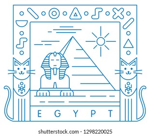 Sphinx and Pyramid, Egypt vector illustration and typography design
