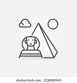 Sphinx and Pyramid vector Egypt Landmark concept linear icon or logo element