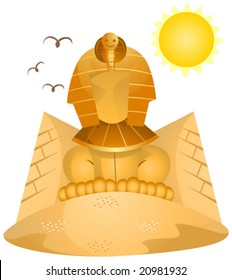 Sphinx and Pyramids - Vector