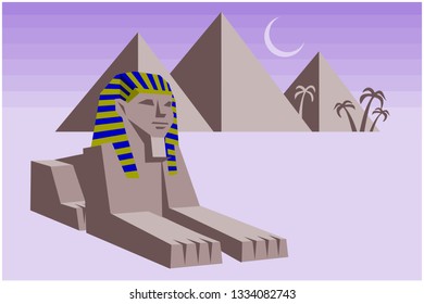 Sphinx and Pyramids Vector Image
