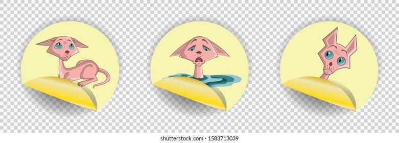 Sphinxs stickers. Vector set illustration on trasparent backdrop.