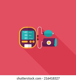 sphygmomanometer blood pressure flat icon with long shadow
