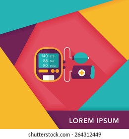 sphygmomanometer blood pressure flat icon with long shadow,eps10