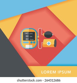 sphygmomanometer blood pressure flat icon with long shadow,eps10