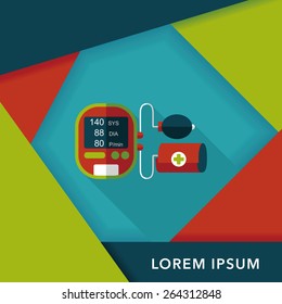 sphygmomanometer blood pressure flat icon with long shadow,eps10
