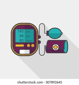 sphygmomanometer blood pressure flat icon with long shadow,eps10