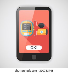 sphygmomanometer blood pressure flat icon with long shadow,eps10