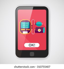 sphygmomanometer blood pressure flat icon with long shadow,eps10